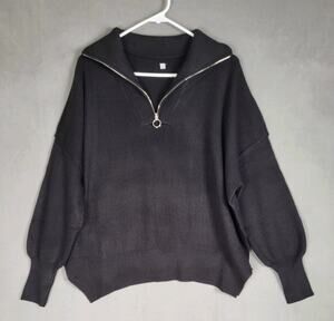 Logene Sweater Womens Knit Pullover Sweater Casual Long Sleeve 1/4 Zip Small
